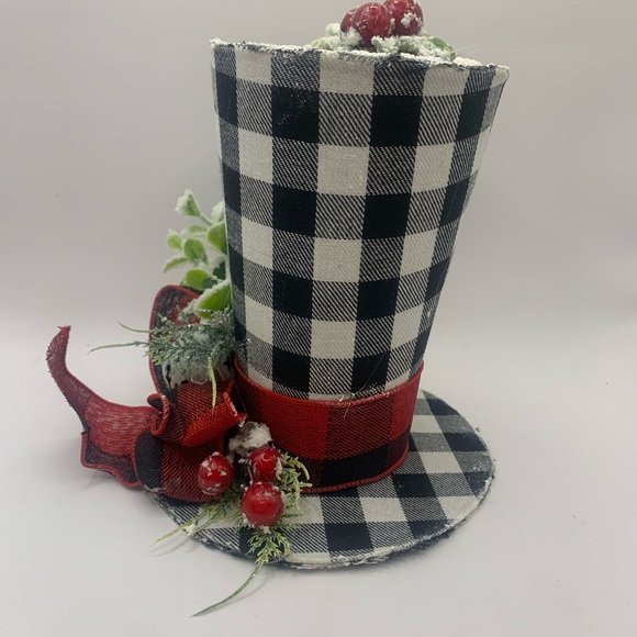 Christmas Tabletop Decoration/Lg Ornament/Tree Topper Black/White Buffalo Check - Picture 10 of 10